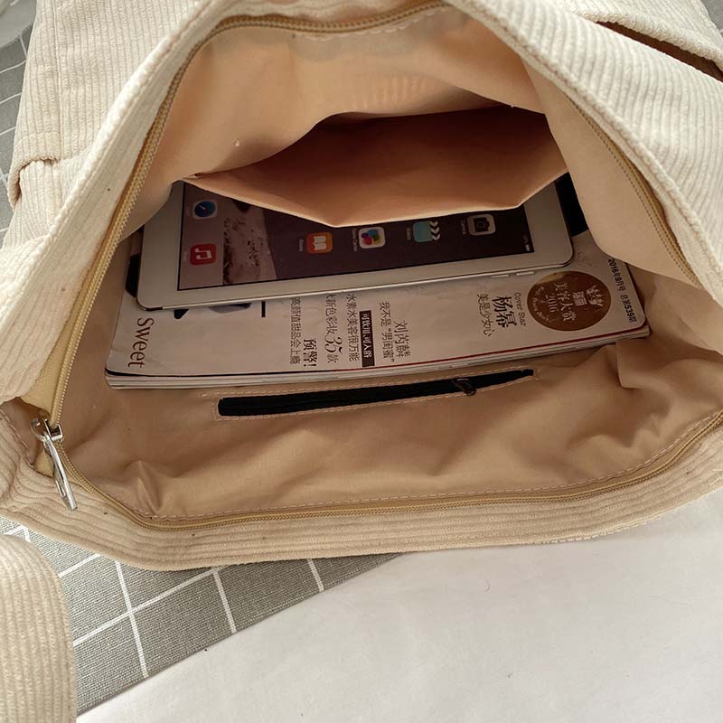 Emma Schoudertas | Corduroy Schooltas voor Dames met Laptopvak en Verstelbare Riem