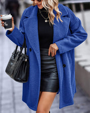 Adira Jas | Elegante Lange Pluche Damesjas voor Herfst en Winter