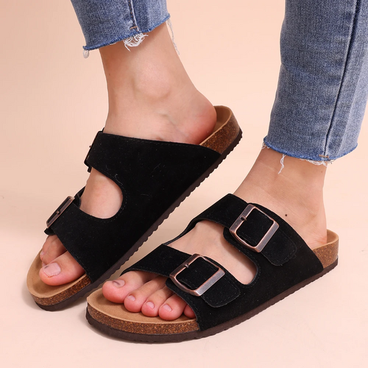 Renzo Sandalen | Orthopedische Unisex Slippers met Verstelbare Gespen en Kurken Voetbed