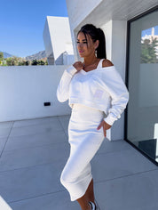 SEMMY - Dames Chique truitop en mouwloze jurk Set