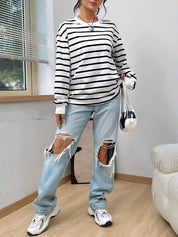 Kaatje Sweater | Gestreepte Casual Trui met Relaxte Pasvorm en Tijdloos Design