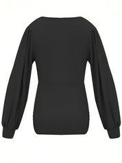 Caylee Top | Elegante Damestop met lange Lantaarnmouwen en Lage Taille