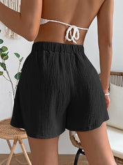 Alba Shorts | Hoge Taille Dames Shorts van Sneldrogend Katoen met Gebreide Look