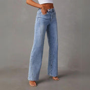Eevi | Wijde Denim Broek Dames met Wijde Pijpen - Comfort Fit, Trendy en Veelzijdig - Licht Blauw
