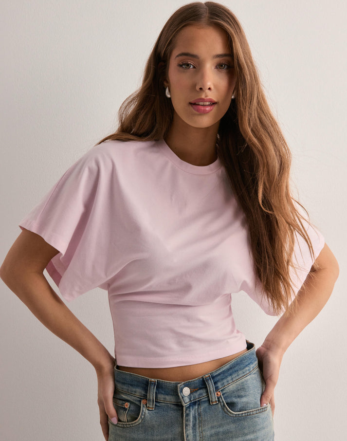 Giulia dames top – trendy wide sleeve T-shirt in katoenmix