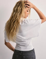 Giulia dames top – trendy wide sleeve T-shirt in katoenmix