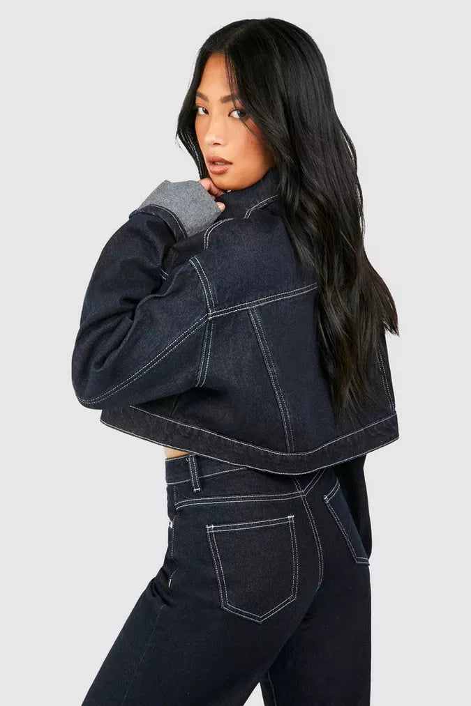 Eliza Set | Denim Tweedelige Set met Cropped Top en Hoge Taille Broek