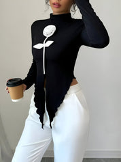 Giulia Trui | Hoge Kraag, Asymmetrische Zoom en Rozenpatroon