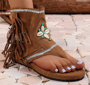Elena Sandalen | Dames Vintage Sandalen met Franjes en Bohemian Uitstraling