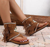 Elena Sandalen | Dames Vintage Sandalen met Franjes en Bohemian Uitstraling