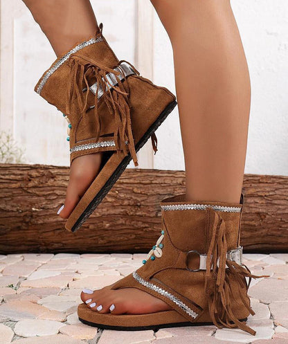 Elena Sandalen | Dames Vintage Sandalen met Franjes en Bohemian Uitstraling