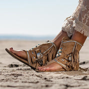 Elena Sandalen | Dames Vintage Sandalen met Franjes en Bohemian Uitstraling