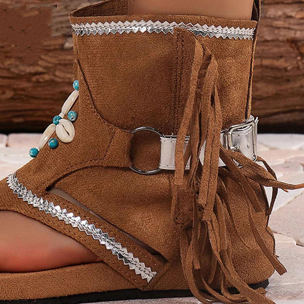 Elena Sandalen | Dames Vintage Sandalen met Franjes en Bohemian Uitstraling