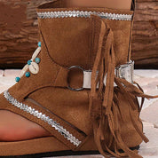 Elena Sandalen | Dames Vintage Sandalen met Franjes en Bohemian Uitstraling
