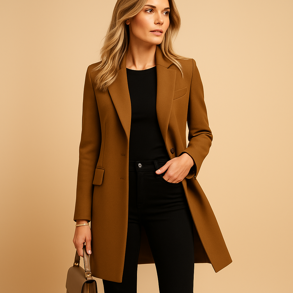 Elisa Lange dames winterjas trenchcoat – getailleerde beige jas met elegante look
