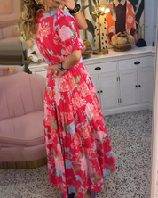 Isabella Jurk | Bloemenjurk met Tijdloze Elegantie en Flatterend Silhouet