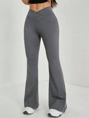 Agafia Broek | High-Waisted Flared Broek met Crossover Taille en Elegante Pasvorm