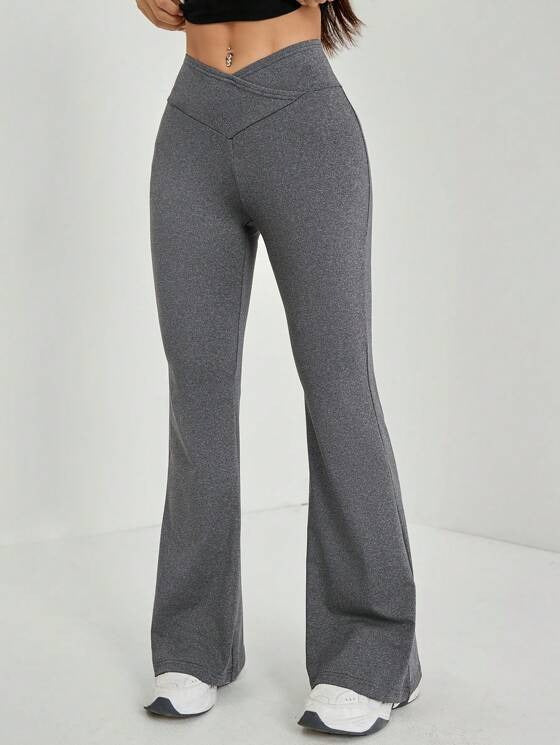 Agafia Broek | High-Waisted Flared Broek met Crossover Taille en Elegante Pasvorm