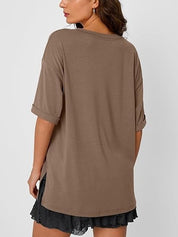 Ewa T-Shirt | Oversized Casual V-Hals Shirt met Luchtige Pasvorm voor Dames
