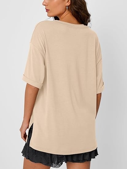 Ewa T-Shirt | Oversized Casual V-Hals Shirt met Luchtige Pasvorm voor Dames