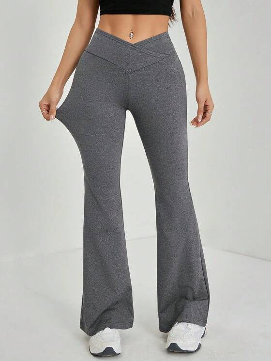 Agafia Broek | High-Waisted Flared Broek met Crossover Taille en Elegante Pasvorm