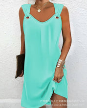 Amia - Mouwloze effen kleur tankjurk