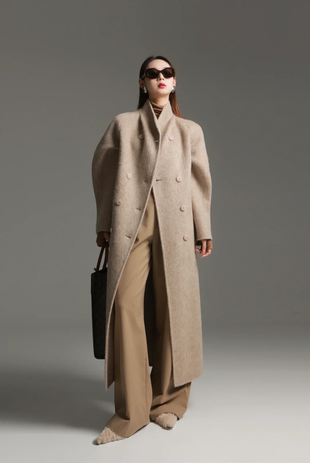 Marcella Wool Overcoat | Lange Double-Breasted Damesjas van Wolmix met Brede Revers