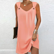 Amia - Mouwloze effen kleur tankjurk