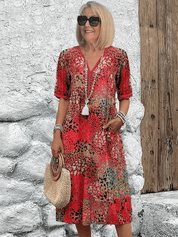 Dames A-lijn Jurk Verstelbare Schouderbanden Luchtige Zomerjurk - Scharlaken Rood / Oceaan Blauw / Blush Roze - Maelen