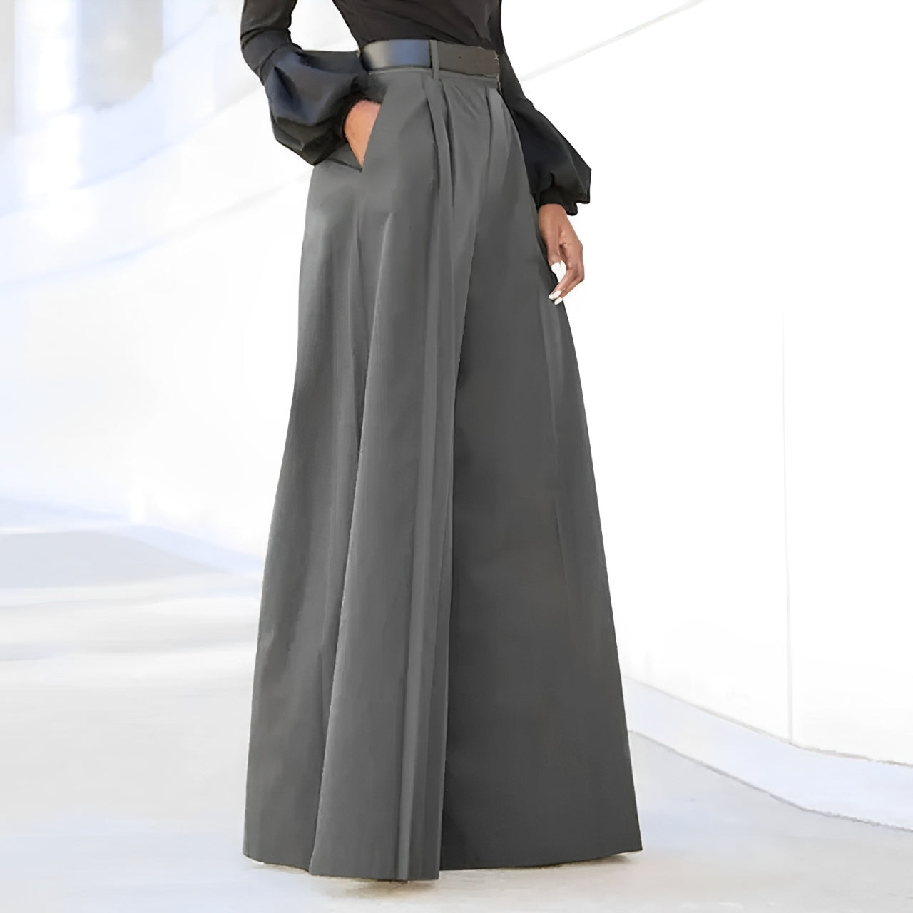 Francesca Wide Leg Broek | Dames Hoge Taille Broek met Wijde Pijpen en Plooien