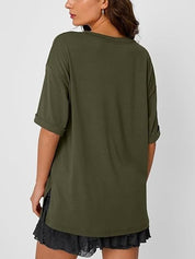 Ewa T-Shirt | Oversized Casual V-Hals Shirt met Luchtige Pasvorm voor Dames
