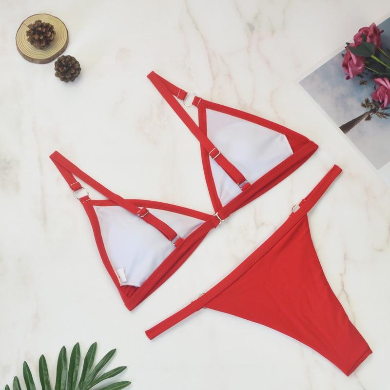 Zara | Triangel Bikini Set Dames - Verstelbaar, Flatterend en Strandklaar - Geel / Zwart / Rood