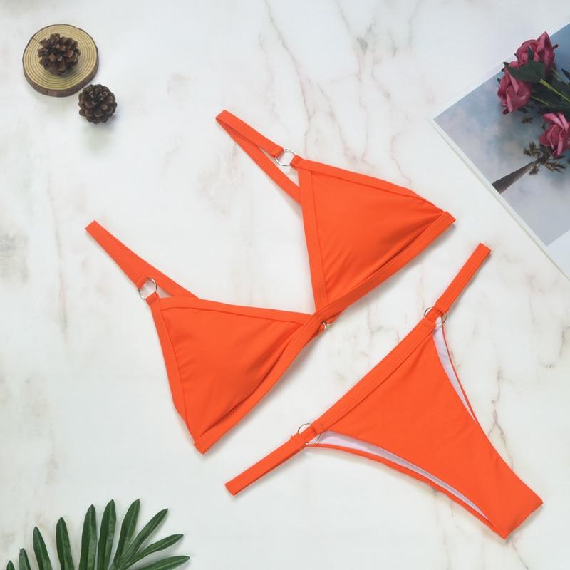 Zara | Triangel Bikini Set Dames - Verstelbaar, Flatterend en Strandklaar - Geel / Zwart / Rood