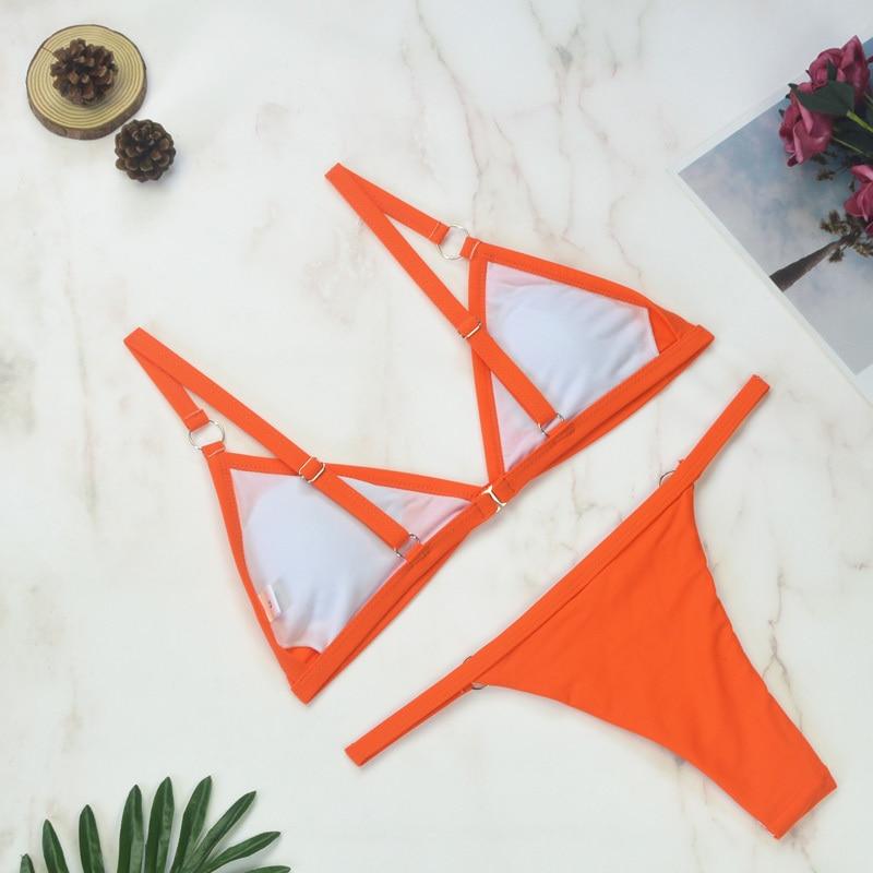 Zara | Triangel Bikini Set Dames - Verstelbaar, Flatterend en Strandklaar - Geel / Zwart / Rood