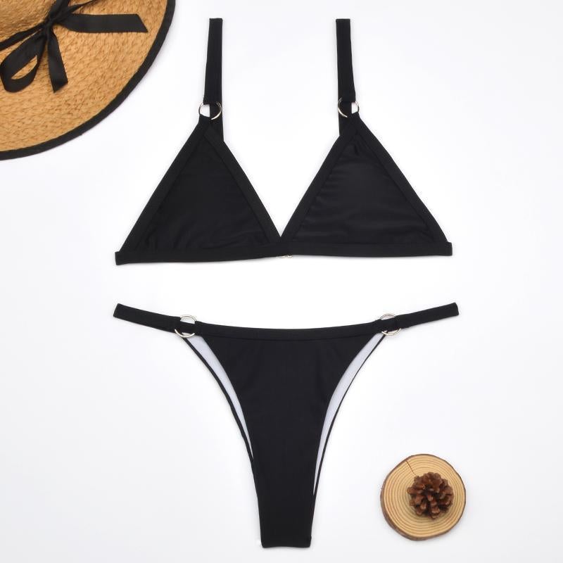 Zara | Triangel Bikini Set Dames - Verstelbaar, Flatterend en Strandklaar - Geel / Zwart / Rood