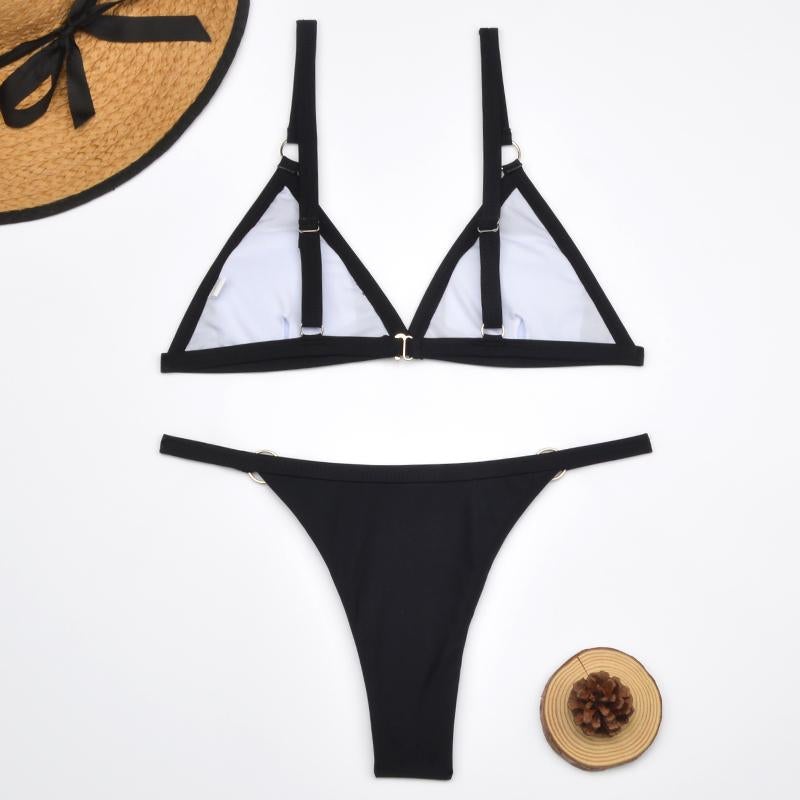 Zara | Triangel Bikini Set Dames - Verstelbaar, Flatterend en Strandklaar - Geel / Zwart / Rood