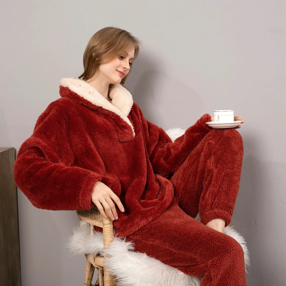 Sofia Pyjama | Warm Fleece Pyjama-Set met Dikke Stof voor Knusse Winteravonden