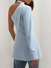 Berlinn Top | One-Shoulder Top met Asymmetrische Zoom en Knoopdetail