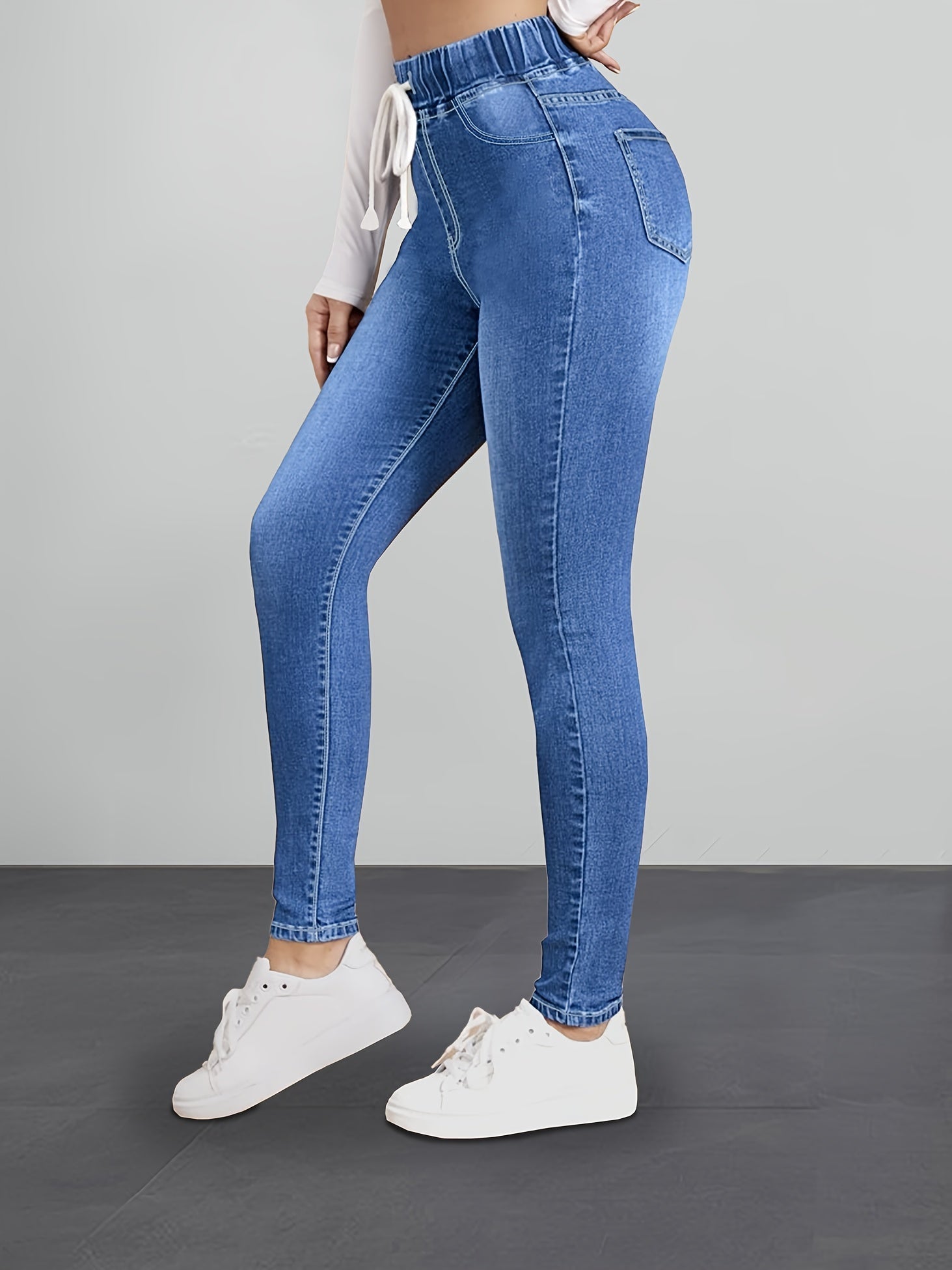 Nina Jegging | Slim Fit Stretch Jegging met Elastische Tailleband en Denim Look