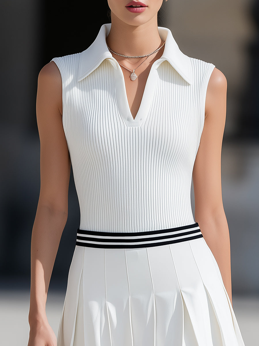 Dames Jurk met Plissé Getailleerde Bodice Lente en Zomer Casual - Wit - Maelen