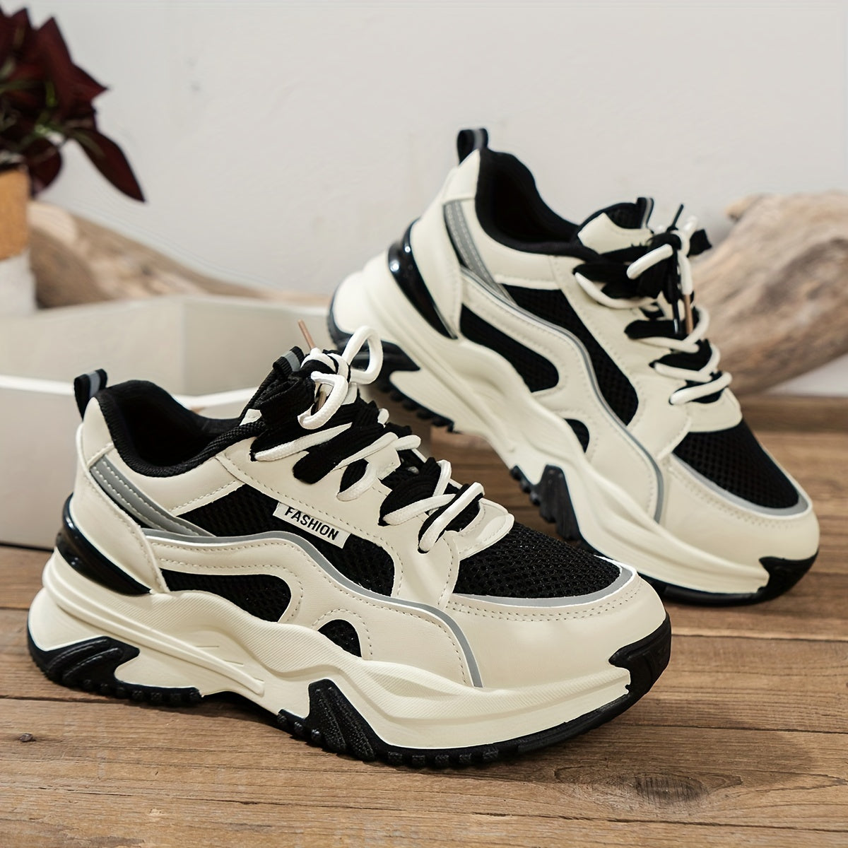 Sage | Trendy Sportieve Sneakers Dames met Dikke Zool - Comfort, Lichtgewicht en Performance - Zwart / Khaki