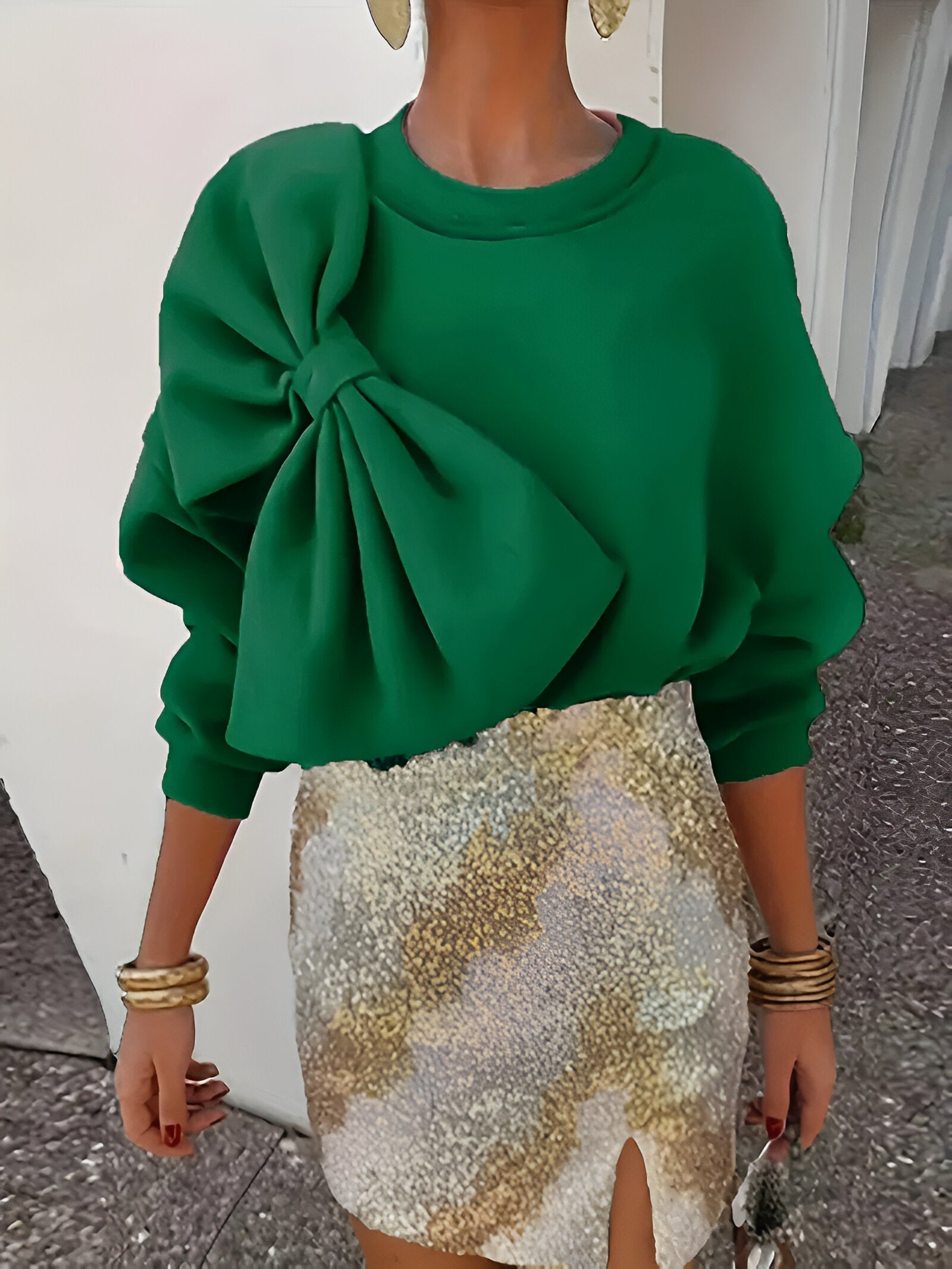 Blue Sweatshirt | Comfortabel Sweatshirt met Grote Strik en Losse Pasvorm