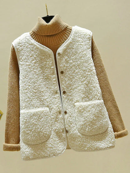 Nora Vest | Elegant Mouwloos Lamswollen Vest met Knoopsluiting