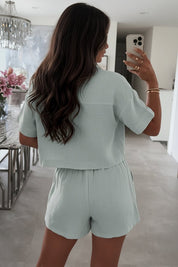 Co-ord Set Dames met Overhemd en Shorts, Luchtige Stof en Klassieke Kraag - Valentina Greco