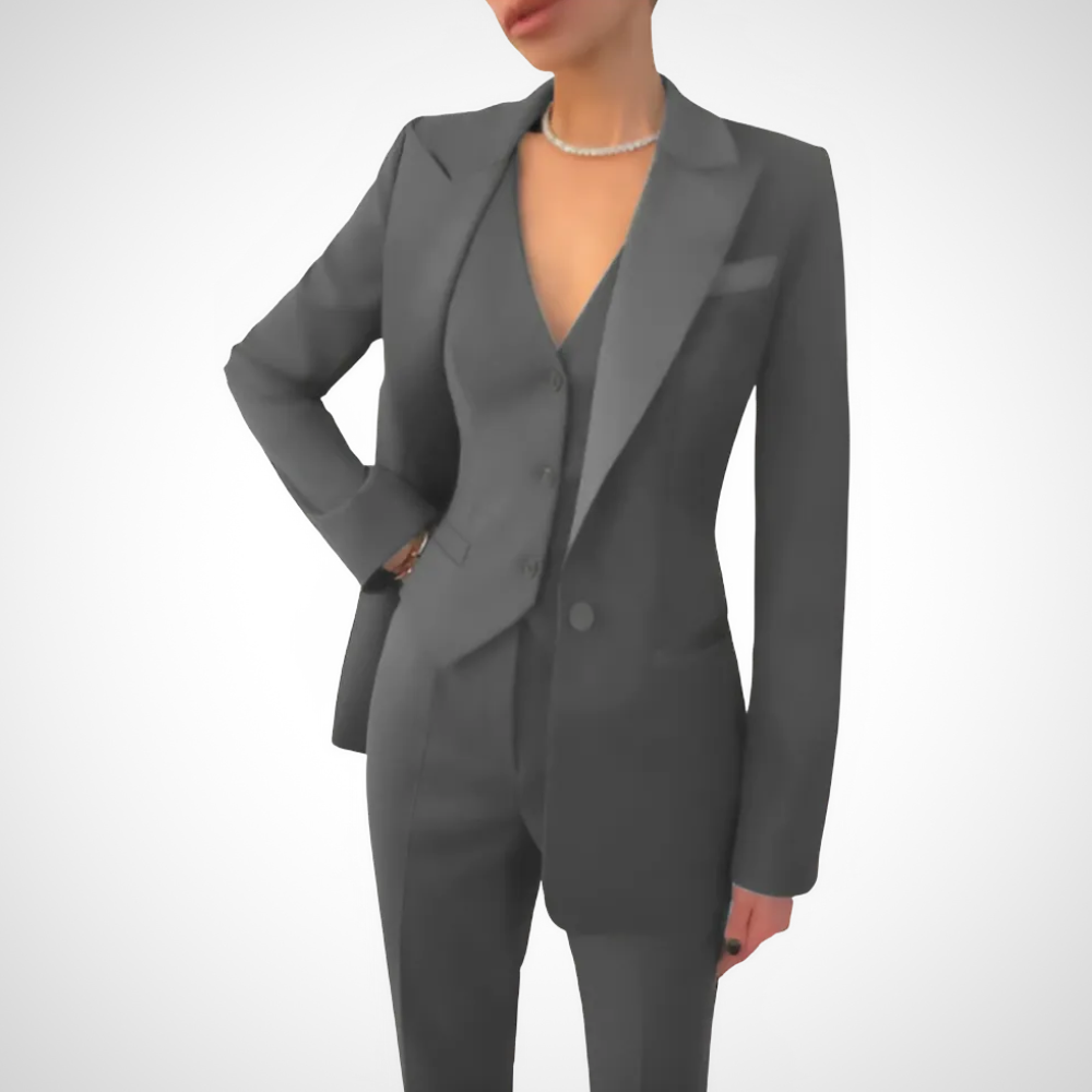 Valentina Chique dames driedelig pak – tailored fit blazer, gilet en pantalon voor een elegante look