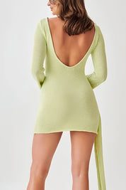 Giulia Jurk | Trendy Groene Gebreide Mini Jurk met Lange Mouwen en Comfortabele Pasvorm