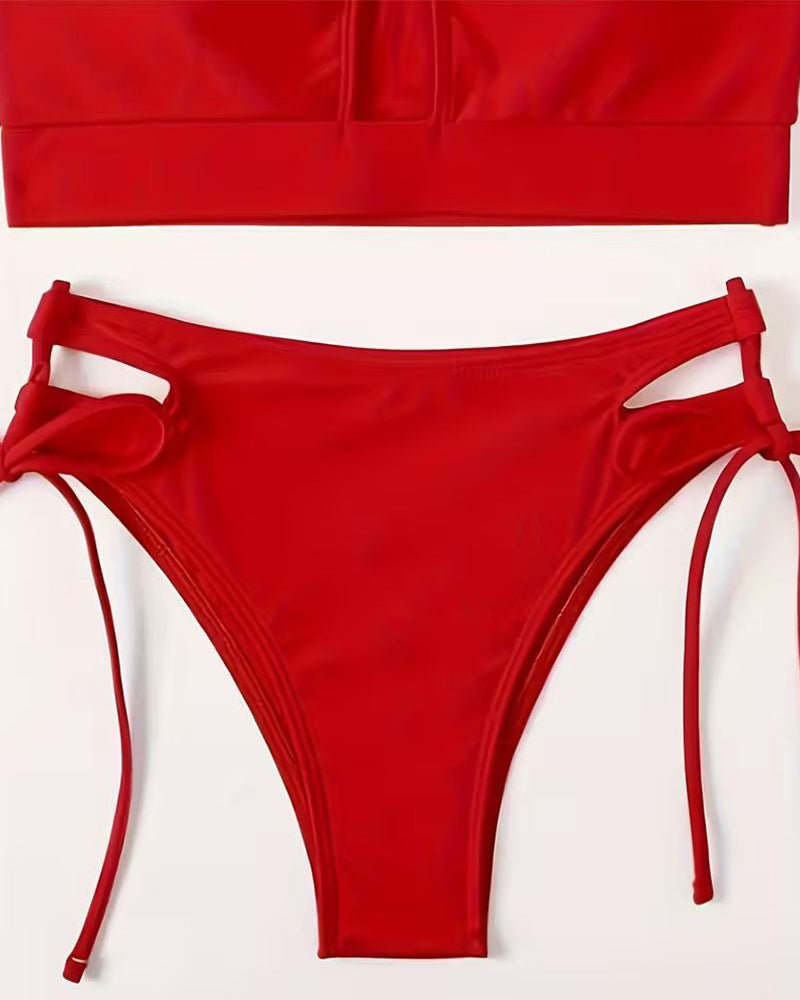 String Bikini Set Dames met Verstelbare Strikjes en Halter Top - Serena Palomino