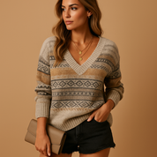 Livia Gebreide Trui – Elegante V-Hals Damestrui met Luxe Pasvorm