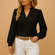Isabella Elegante dames top met V-hals – stijlvolle blouse voor werk of casual look