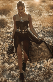 Vintage Kanten Maxi Jurk voor Dames - Mouwloos en Elegant - Valentina Luciana